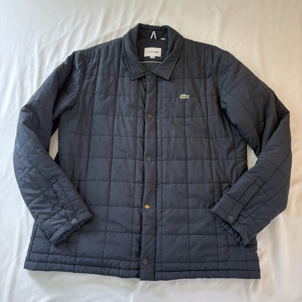 Lacoste Quilted Coach Jacket Men’s 3XL Navy Blue Car Coat Lightweight BH9478